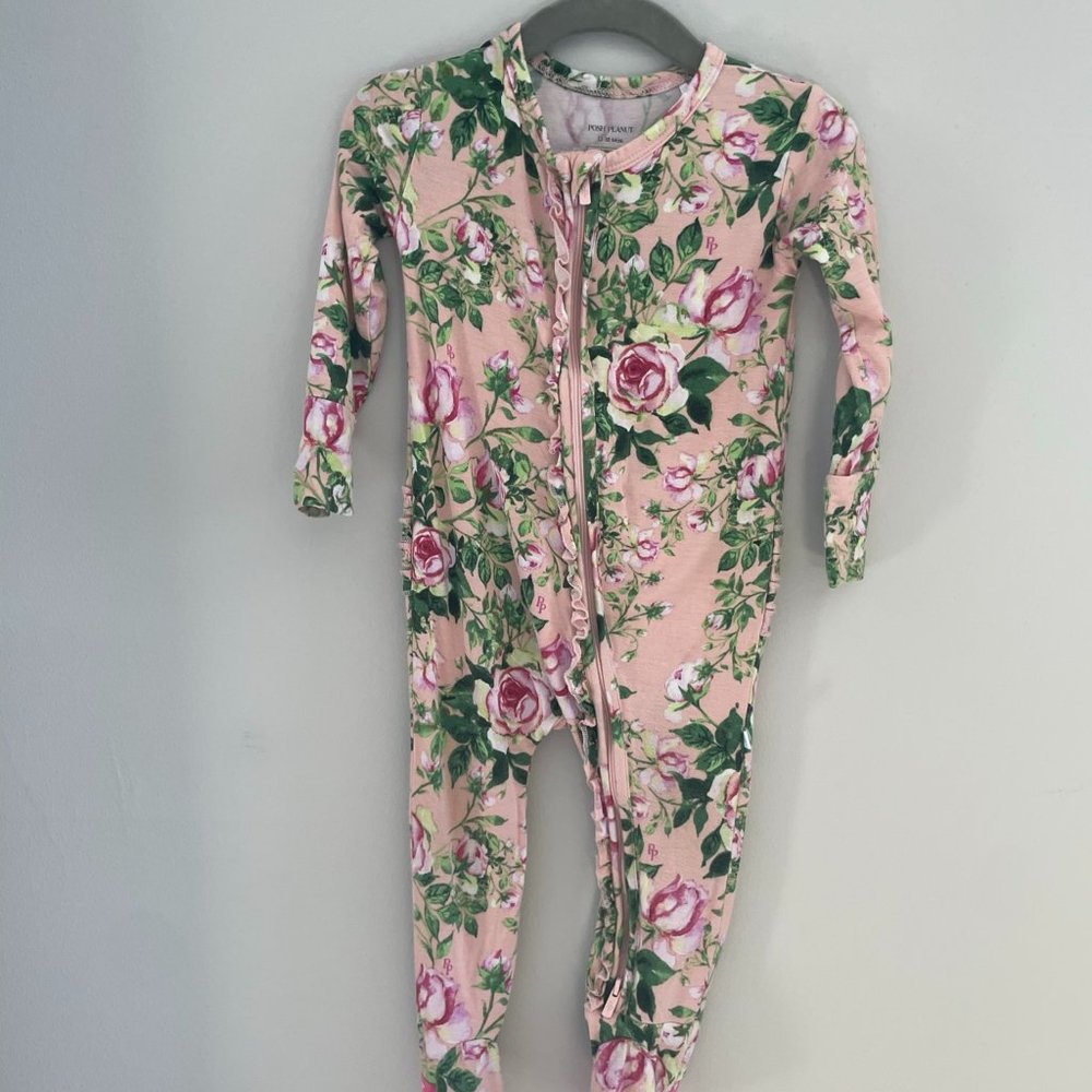Pink Rose Reinia Blush Posh Peanut Ruffle Sleeper 12-18 months - like new